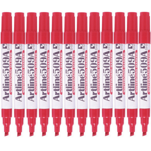 Artline 509A Whiteboard Marker 5mm Chisel Red Box 12 150902A (Box 12) - SuperOffice