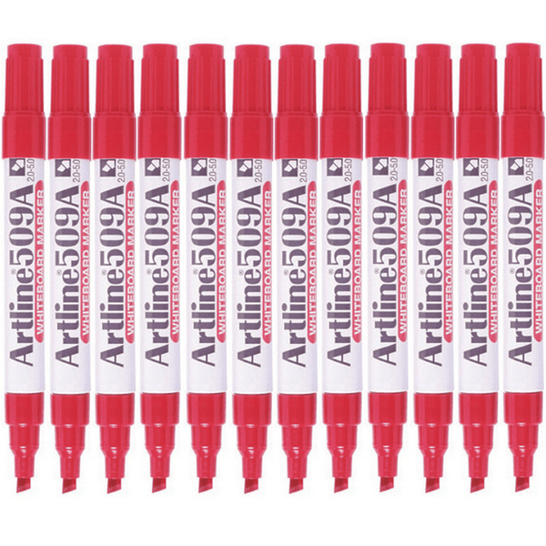 Artline 509A Whiteboard Marker 5mm Chisel Red Box 12 150902A (Box 12) - SuperOffice