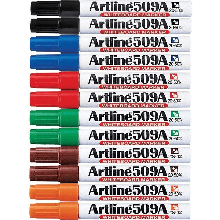 Artline 509A Whiteboard Marker 5mm Chisel Tip Assorted Colours Box 12 150941A - SuperOffice
