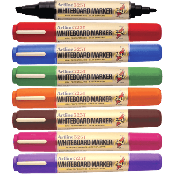 Artline 525T Whiteboard Markers Dual Nib Assorted Colours Wallet 8 151548 - SuperOffice
