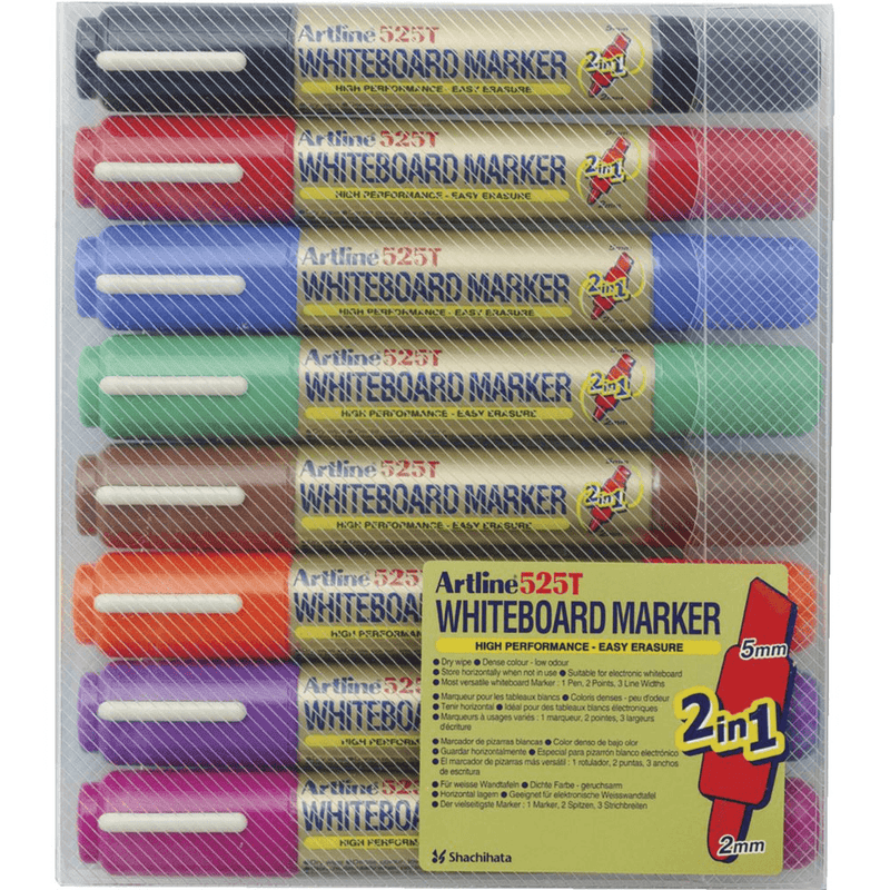 Artline 525T Whiteboard Markers Dual Nib Assorted Colours Wallet 8 151548 - SuperOffice