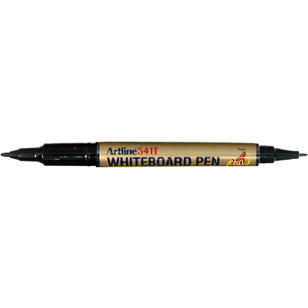 Artline 541T Dual Nib Fine Whiteboard Markers 0.4mm/1mm Bullet Tip Black Box 12 154101 (Box 12) - SuperOffice