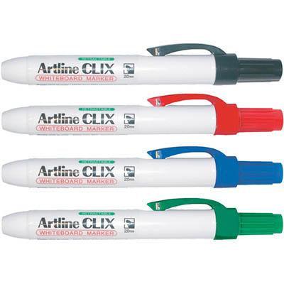 Artline 573 Clix Retractable Whiteboard Marker Pen 1.5Mm Bullet Assorted Wallet 4 157344 - SuperOffice