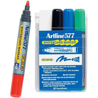 Artline 577 Whiteboard Marker 2Mm Bullet Assorted Wallet 4 157744 - SuperOffice