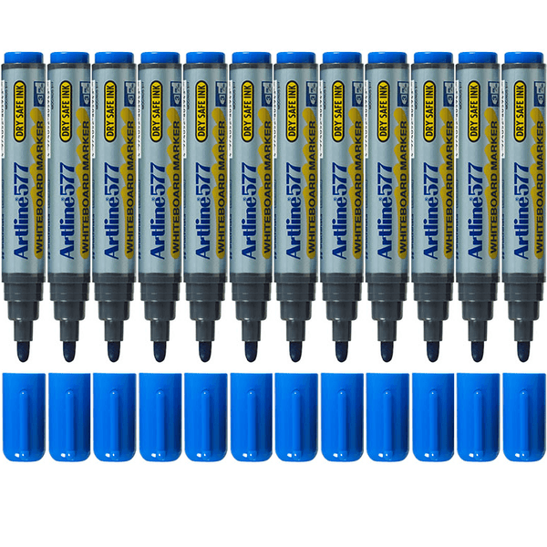 Artline 577 Whiteboard Marker 2mm Bullet Tip Blue Box 12 Bulk 157703 (Box 12) - SuperOffice