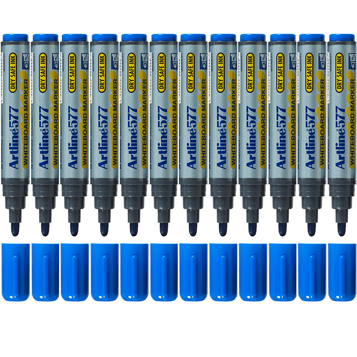 Artline 577 Whiteboard Marker 2mm Bullet Tip Blue Box 12 Bulk 157703 (Box 12) - SuperOffice