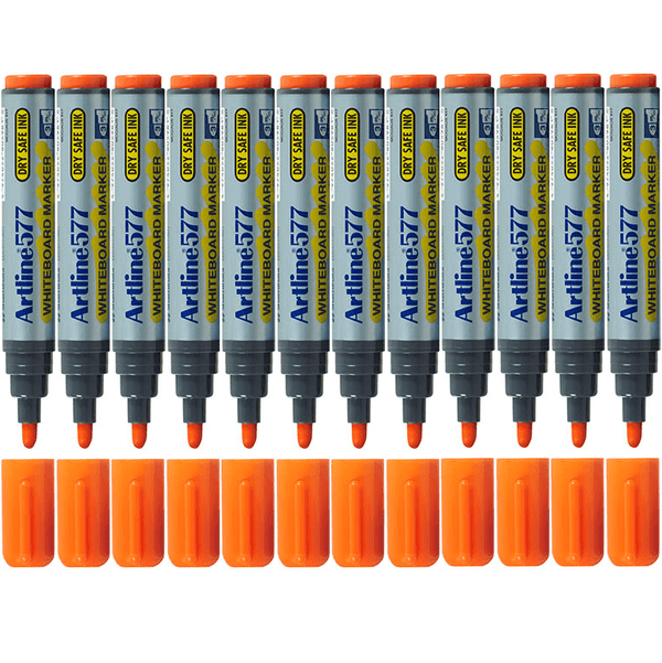 Artline 577 Whiteboard Marker 2mm Bullet Tip Orange Box 12 Bulk 157705 (Box 12) - SuperOffice