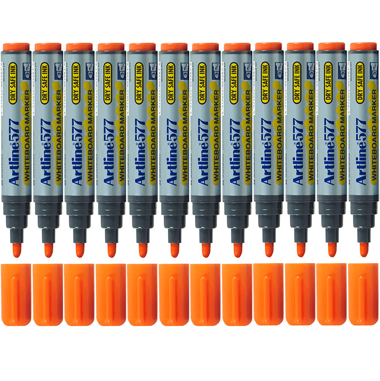 Artline 577 Whiteboard Marker 2mm Bullet Tip Orange Box 12 Bulk 157705 (Box 12) - SuperOffice