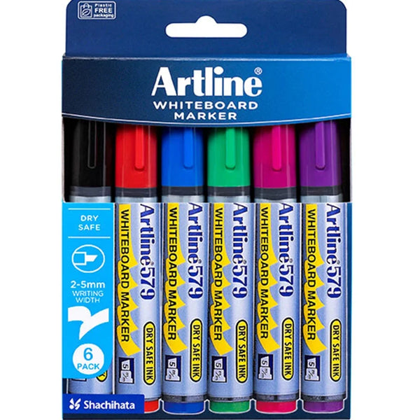 Artline 579 Whiteboard Marker 5mm Chisel Assorted Wallet 6 157946 - SuperOffice