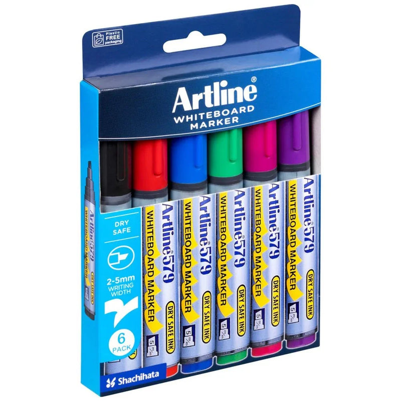 Artline 579 Whiteboard Marker 5mm Chisel Assorted Wallet 6 157946 - SuperOffice