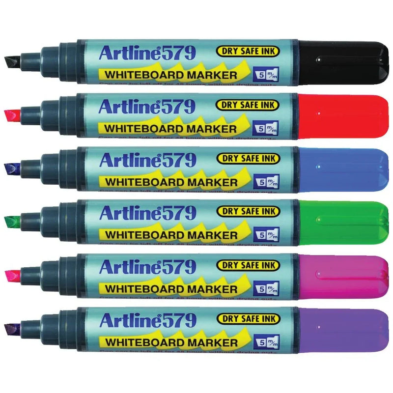 Artline 579 Whiteboard Marker 5mm Chisel Assorted Wallet 6 157946 - SuperOffice