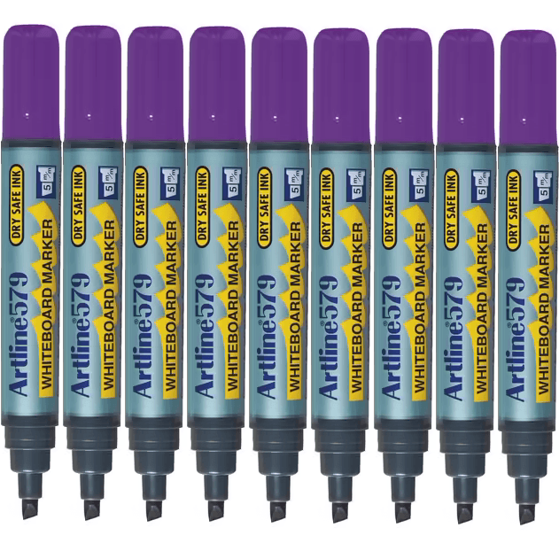 Artline 579 Whiteboard Marker 5mm Chisel Purple Box 9 157906 (Box 9) - SuperOffice