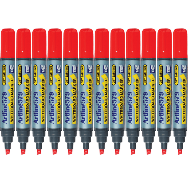 Artline 579 Whiteboard Marker 5mm Chisel Red Box 12 157902 (Box 12) - SuperOffice
