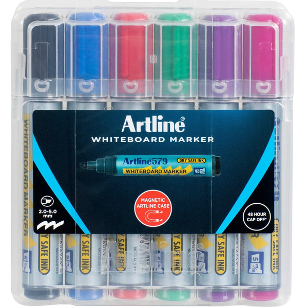 Artline 579 Whiteboard Markers Magnetic Hard Case 6 Pack 157946HC - SuperOffice