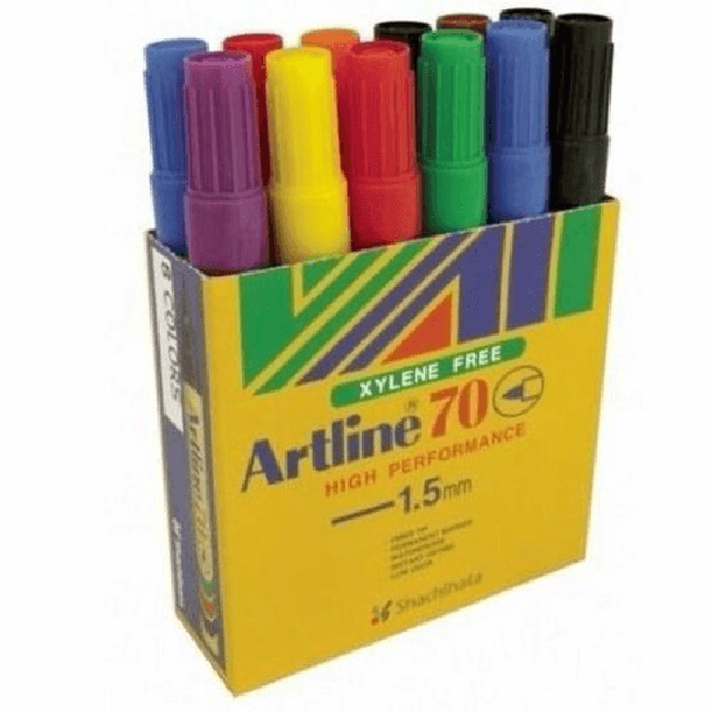 Artline 70 Permanent Marker 1.5mm Bullet Assorted Box 12 107041 (Assorted) - SuperOffice