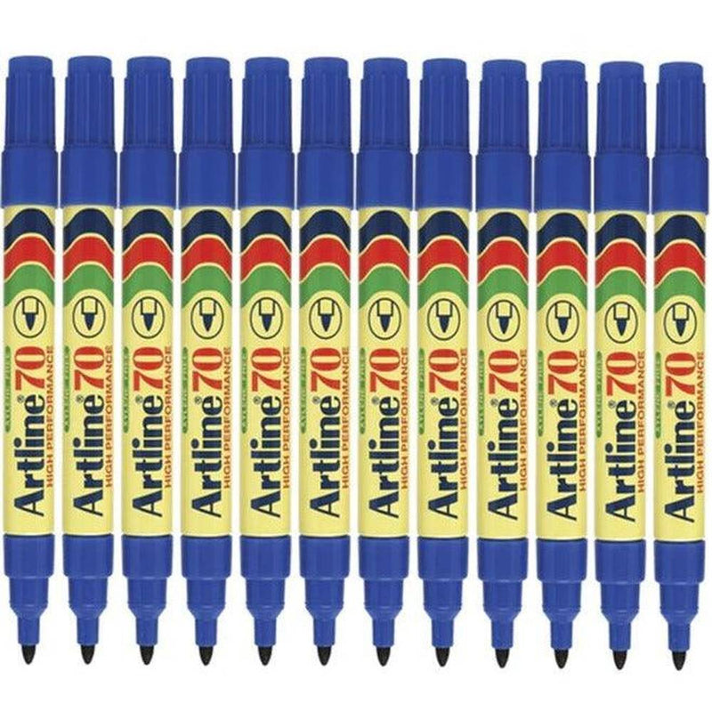 Artline 70 Permanent Marker 1.5mm Bullet Blue Pack 12 Artline 70 Blue (12pk Loose) - SuperOffice