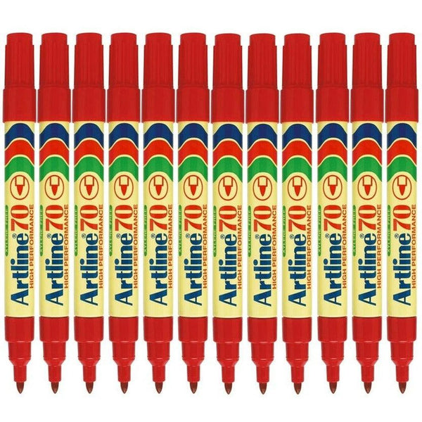 Artline 70 Permanent Marker 1.5mm Bullet Red Pack 12 Artline 70 Red (12pk Loose) - SuperOffice