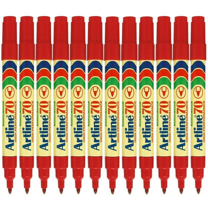 Artline 70 Permanent Marker 1.5mm Bullet Red Pack 12 Artline 70 Red (12pk Loose) - SuperOffice