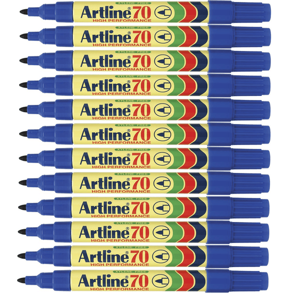 Artline 70 Permanent Marker 1.5mm Bullet Tip Blue Box 12 107003 - SuperOffice