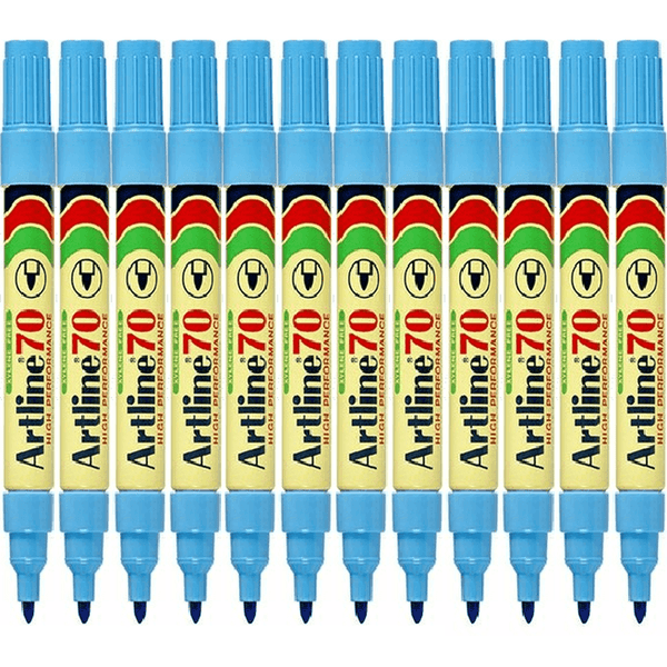 Artline 70 Permanent Marker 1.5mm Bullet Tip Nib Light Sky Blue Box 12 107013 (Box 12) - SuperOffice