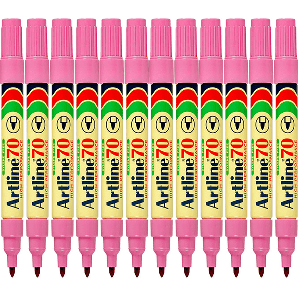 Artline 70 Permanent Marker 1.5mm Bullet Tip Nib Pink Box 12 107009 (Box 12) - SuperOffice