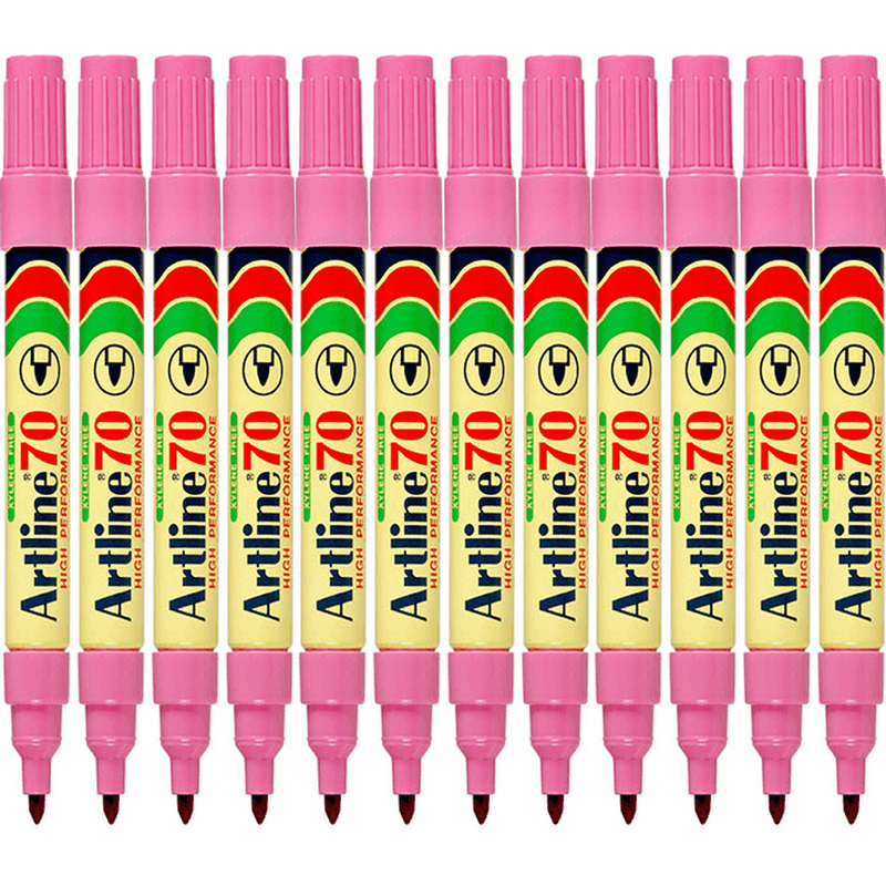 Artline 70 Permanent Marker 1.5mm Bullet Tip Nib Pink Box 12 107009 (Box 12) - SuperOffice