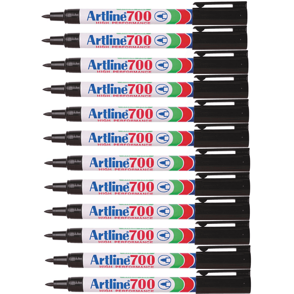 Artline 700 Permanent Marker 0.7mm Bullet Tip Black Box 12 170001 (Box 12) - SuperOffice