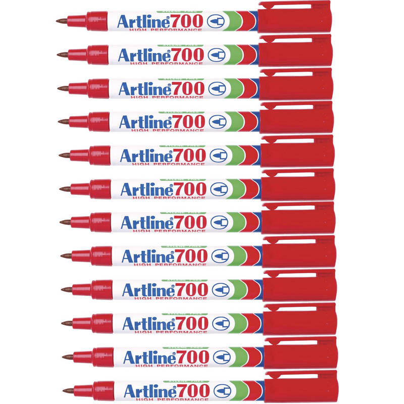 Artline 700 Permanent Marker 0.7mm Bullet Tip Red Box 12 170002 (Box 12) - SuperOffice
