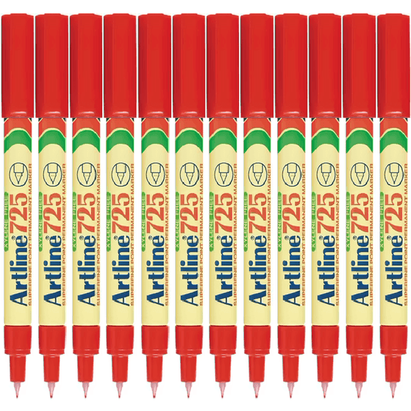 Artline 725 Permanent Marker 0.4mm Fine Tip Red Box 12 172502 (Box 12) - SuperOffice
