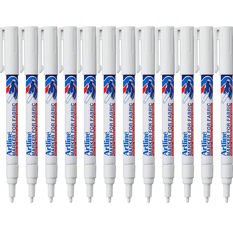 Artline 750 Laundry Fabric Marker 1.2mm Bullet White Pack 12 175033 (12 Pack) - SuperOffice