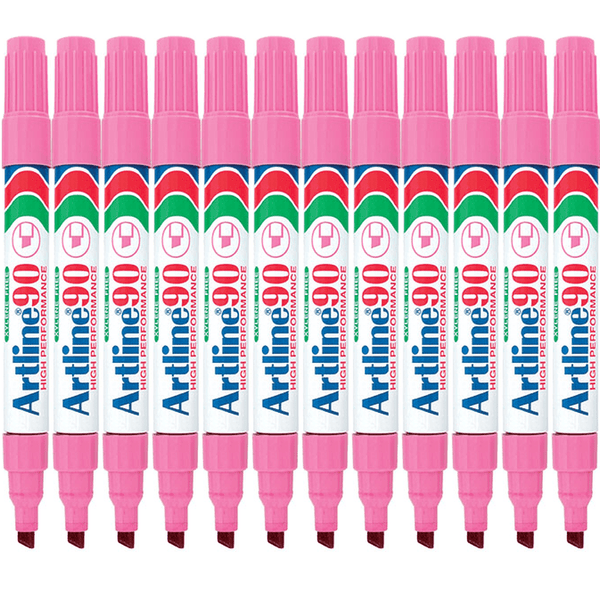 Artline 90 Permanent Marker Chisel Tip 2-5Mm Pink Box 12 109009 (Box 12) - SuperOffice