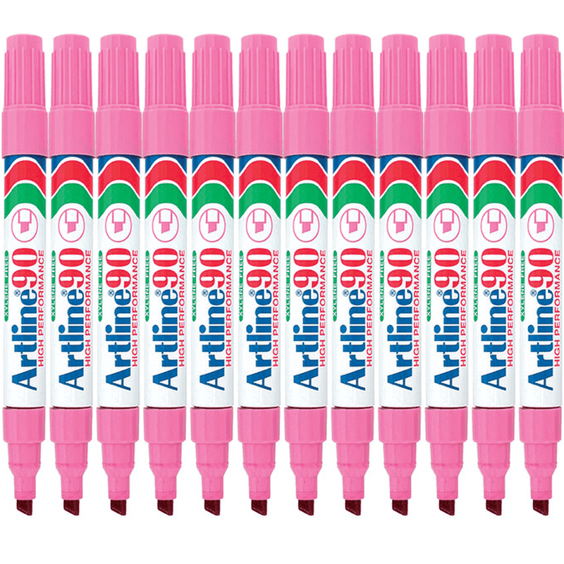 Artline 90 Permanent Marker Chisel Tip 2-5Mm Pink Box 12 109009 (Box 12) - SuperOffice
