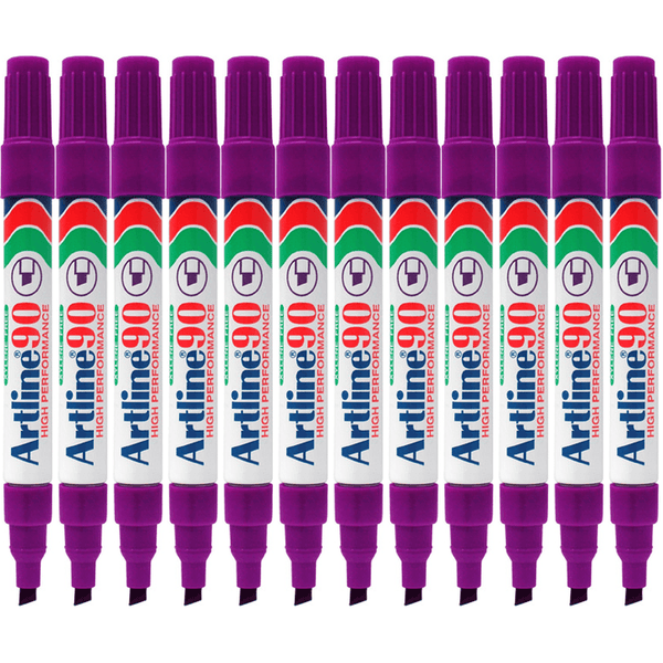 Artline 90 Permanent Marker Chisel Tip 2-5Mm Purple Box 12 109006 (Box 12) - SuperOffice