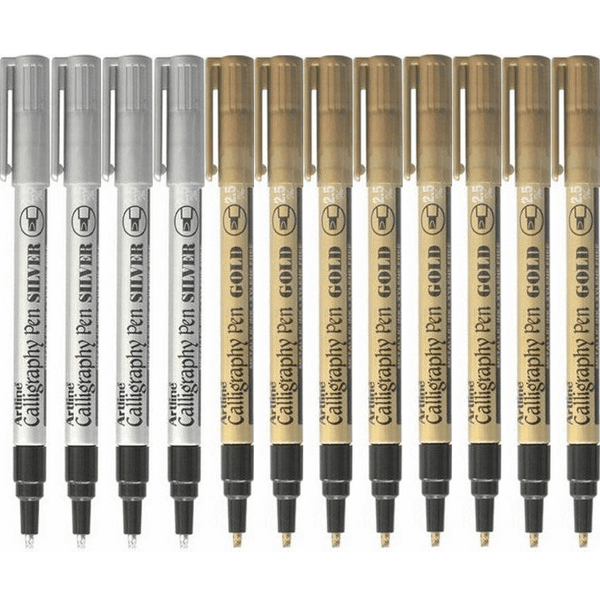 Artline 993 Calligraphy Pen 2.5mm Metallic Gold/Silver Colours Box 12 1243050 (Box 12) - SuperOffice