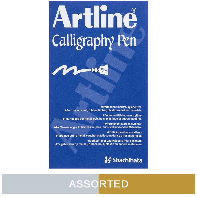 Artline 993 Calligraphy Pen 2.5mm Metallic Gold/Silver Colours Box 12 1243050 (Box 12) - SuperOffice