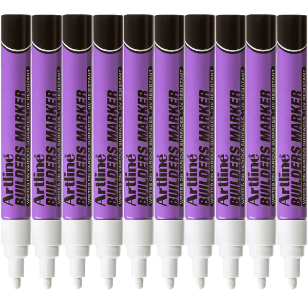 Artline Builders Permanent Marker White Box 10 195233W (Box 10) - SuperOffice