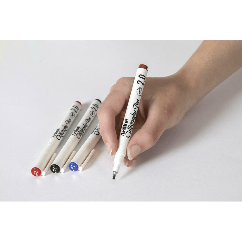 Artline Calligraphy Pen Set 2.0mm Assorted Colours Pigment Ink Pack 4 124274 (1 Pack of 4) - SuperOffice
