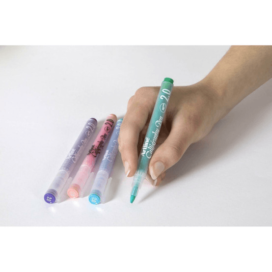 Artline Calligraphy Pens 2mm Pastel Colours Blue Purple Pink Green 2 Pack 125374 (2 Pack) - SuperOffice