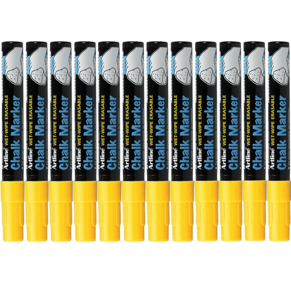 Artline Chalk Marker Bullet Tip 2mm Yellow Box 12 183207 (Box 12) - SuperOffice