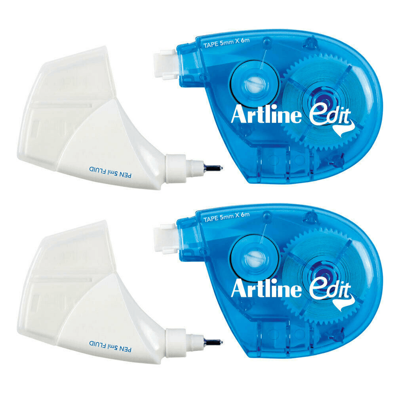 Artline Edit 2-In-1 Correction 5mm Tape/5ml Pen 2 Pack EDIT1051 (2 Pack) - SuperOffice