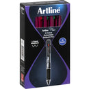 Artline Flow 4 Colour Pen Ball Point Pen Burgundy Barrell Box 12 198102 - SuperOffice