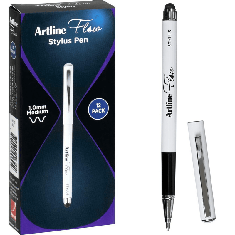 Artline Flow Metal Barrel Stylus Pen 1.0mm Blue Box 12 189103 (Box 12) - SuperOffice