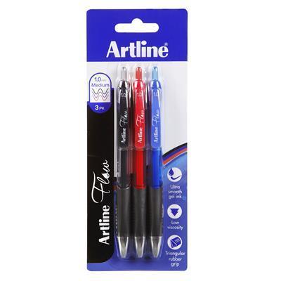 Artline Flow Retractable Ballpoint Pen Assorted Pack 3 187175 - SuperOffice