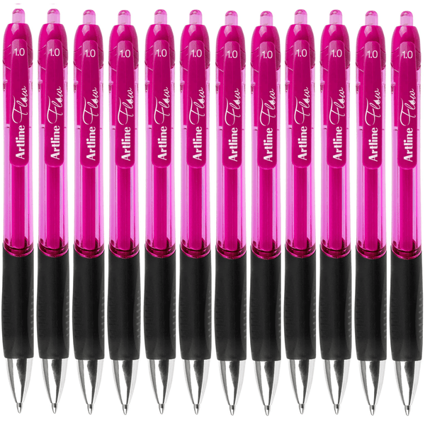 Artline Flow Retractable Ballpoint Pen Pink Box 12 187109 (Box 12) - SuperOffice