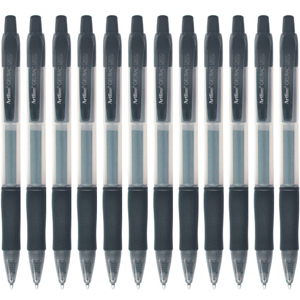 Artline GelTrac Gel Ink Pen 5570 Retractable 0.7mm Black Box 12 155701 (Box 12) - SuperOffice