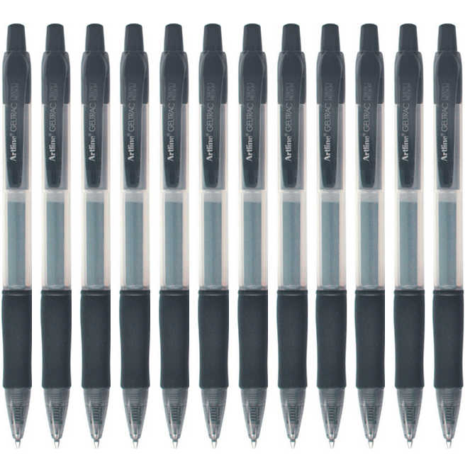 Artline GelTrac Gel Ink Pen 5570 Retractable 0.7mm Black Box 12 155701 (Box 12) - SuperOffice