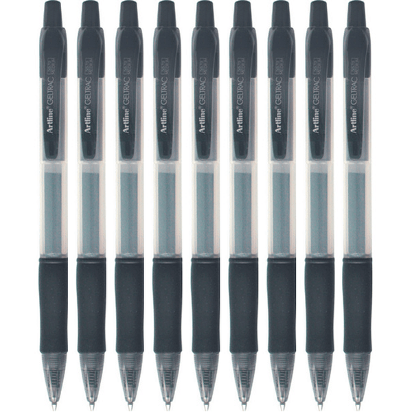 Artline GelTrac Gel Ink Pen 5570 Retractable 0.7mm Black Pack 9 155701 (Box 9) - SuperOffice