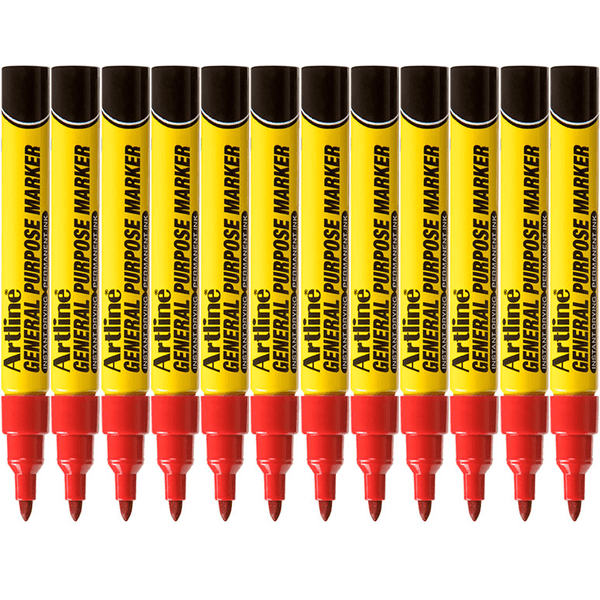 Artline General Purpose Permanent Marker Red Box 12 195102R (Box 12) - SuperOffice