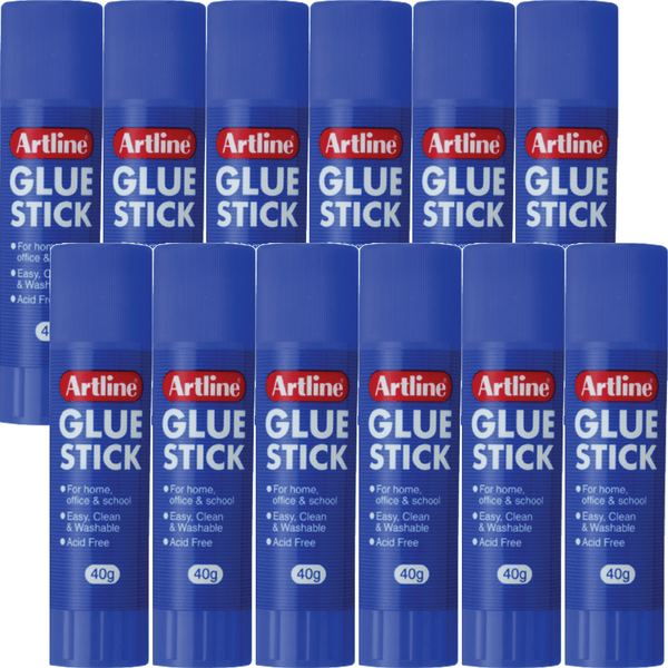 Artline Glue Sticks Clear 40G Pack 12 Box 100400 (12 Pack) - SuperOffice