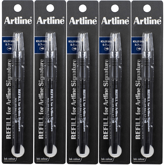 Artline Signature Rollerball Pen 0.7mm Refills Black Pack 5 149011 (EKSG-4400RF/1B) (5 Pack) - SuperOffice